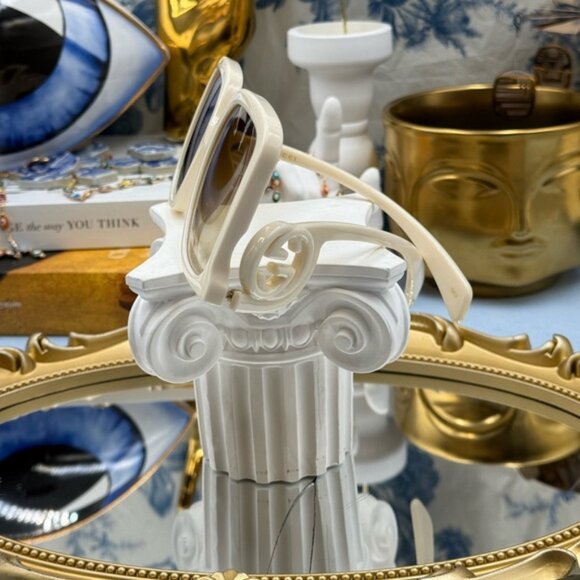 🆕 GUCCI 🧿 NWOT GG1326S 002 Ivory Oversized Square Sunglass, Brown Gradient - Picture 8 of 16